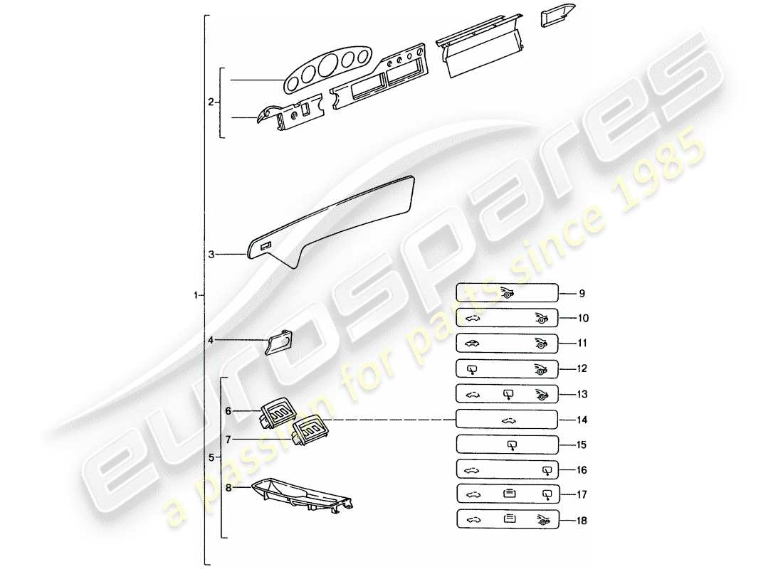 porsche 2008 (tequipment) fahrgastraum teilediagramm