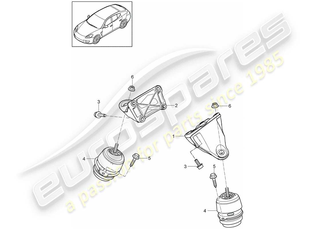 porsche 2013 (panamera 970) motoraufhängung teilediagramm