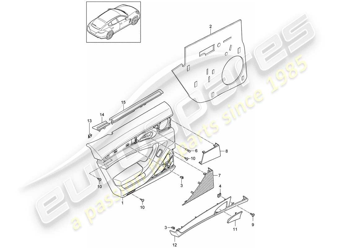 porsche 2011 (panamera 970) türplatte teilediagramm