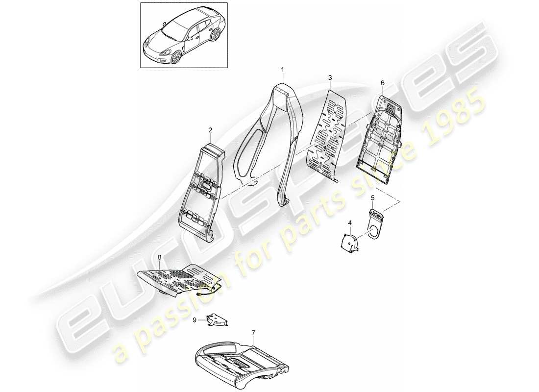 porsche 2013 (panamera 970) sitz- und rückenfläche teilediagramm