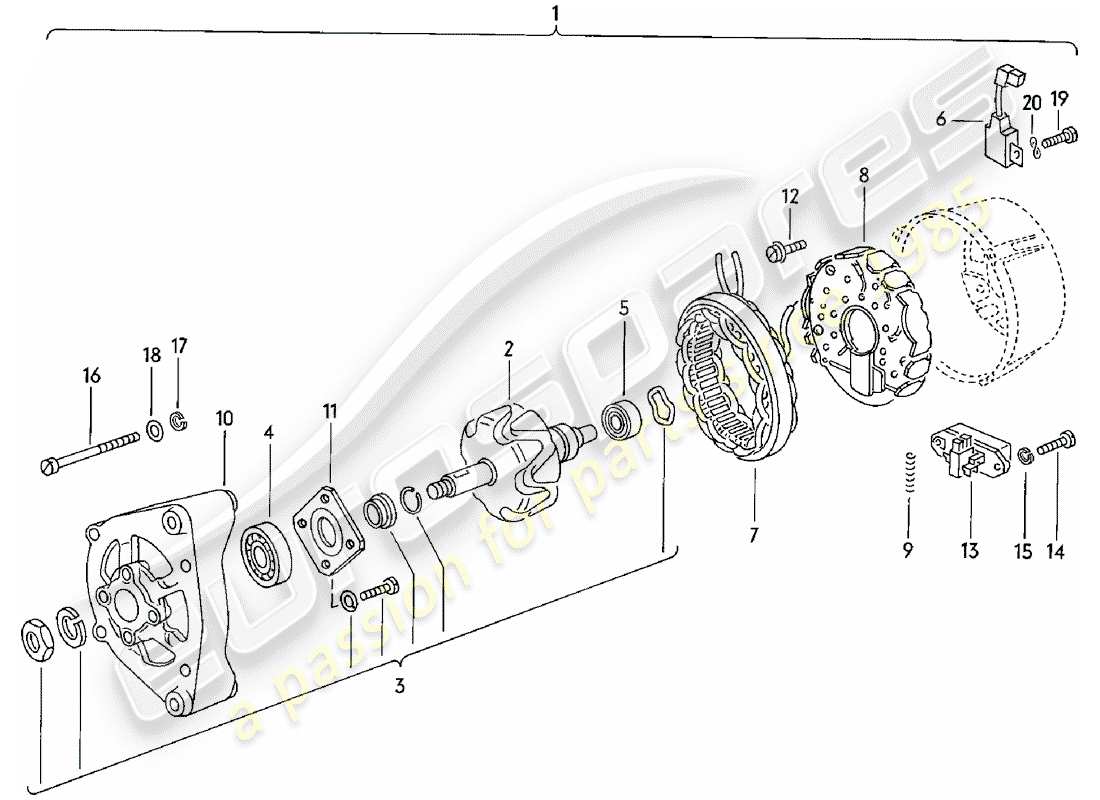 porsche 1981 (924) lichtmaschine - teilediagramm