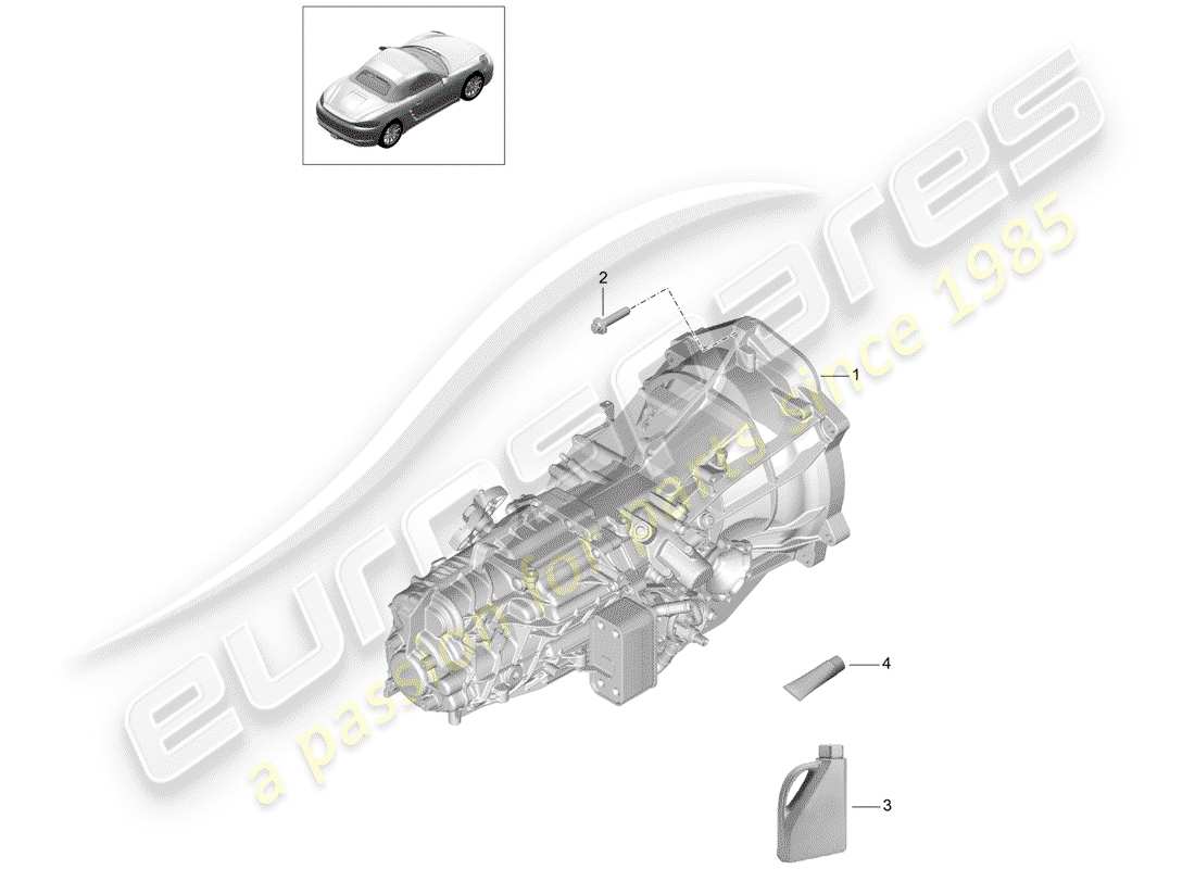 porsche 2017 (718 boxster) schaltgetriebe ersatzteildiagramm