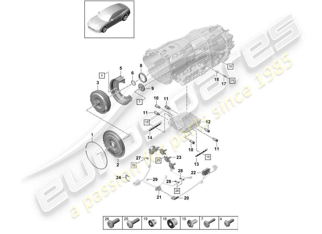 porsche 2020 (panamera 971-1) getriebe einzelteile teilediagramm
