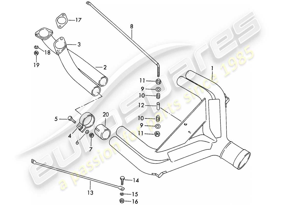 porsche 1964 (356b/356c) auspuffanlage - sportversion - nur - für - rennstrecke ersatzteildiagramm