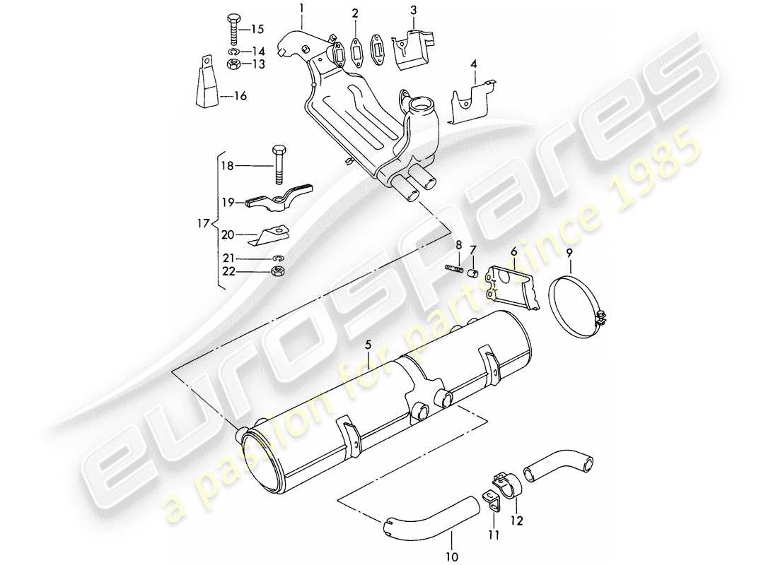 porsche 1963 (356b/356c) auspuffanlage - heizung - neues design ersatzteildiagramm