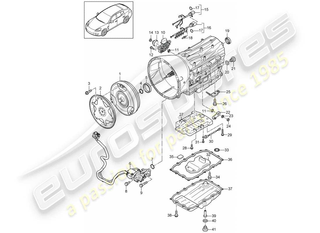 porsche 2012 (panamera 970) ersatzteildiagramm für das getriebe