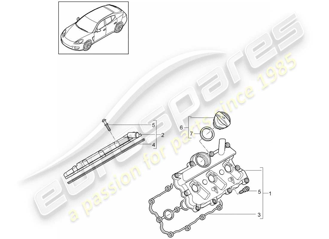 porsche 2011 (panamera 970) ventildeckel ersatzteildiagramm