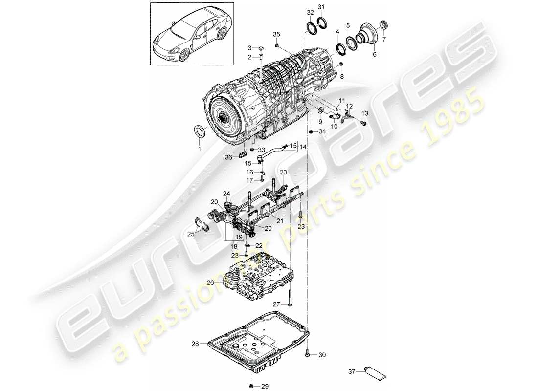 porsche 2013 (panamera 970) 7-speed doppelkupplungsgetriebe teilediagramm
