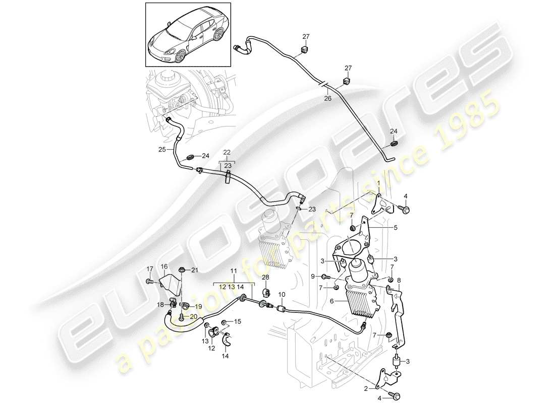 porsche 2013 (panamera 970) steuermechanismus teilediagramm