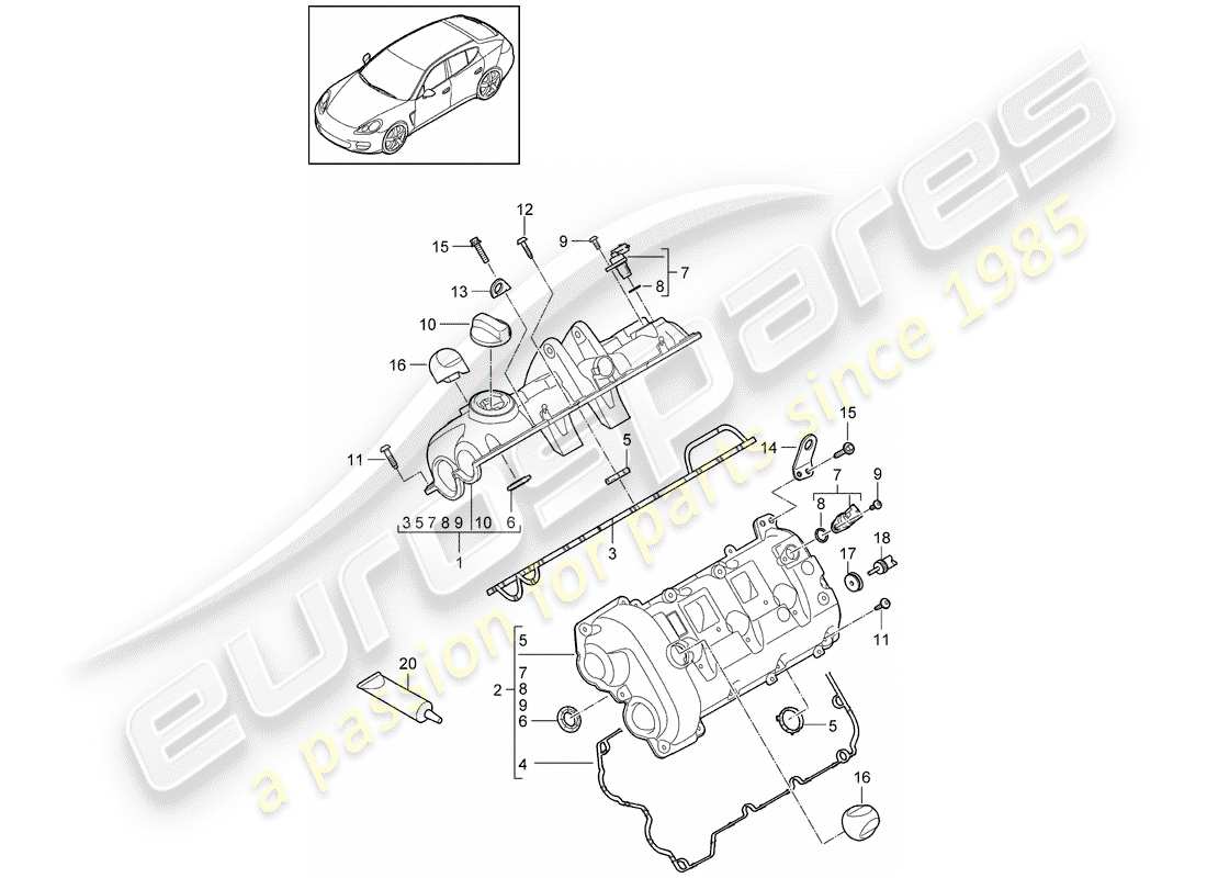 porsche 2013 (panamera 970) ventildeckel ersatzteildiagramm