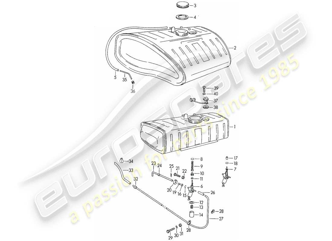 porsche 1956 (356/356a) kraftstofftank teilediagramm