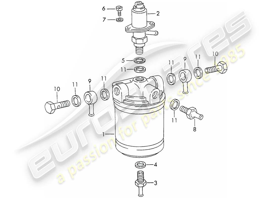 porsche 1970 (911) reparaturmaterial - für - kraftstofffilter - - bosch - ersatzteildiagramm