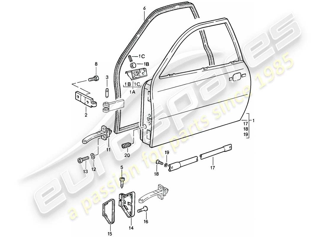 porsche 1988 (924s) door-teilediagramm