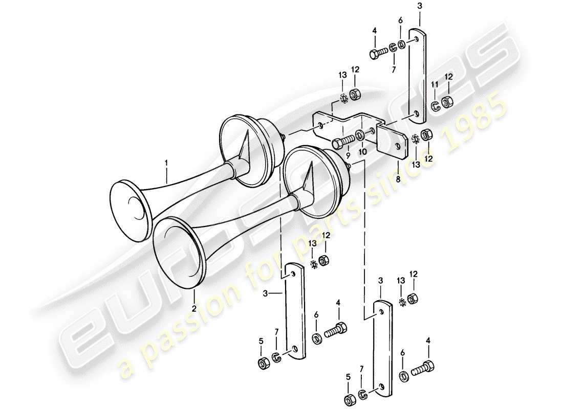 porsche 1982 (928) fanfare horn ersatzteildiagramm