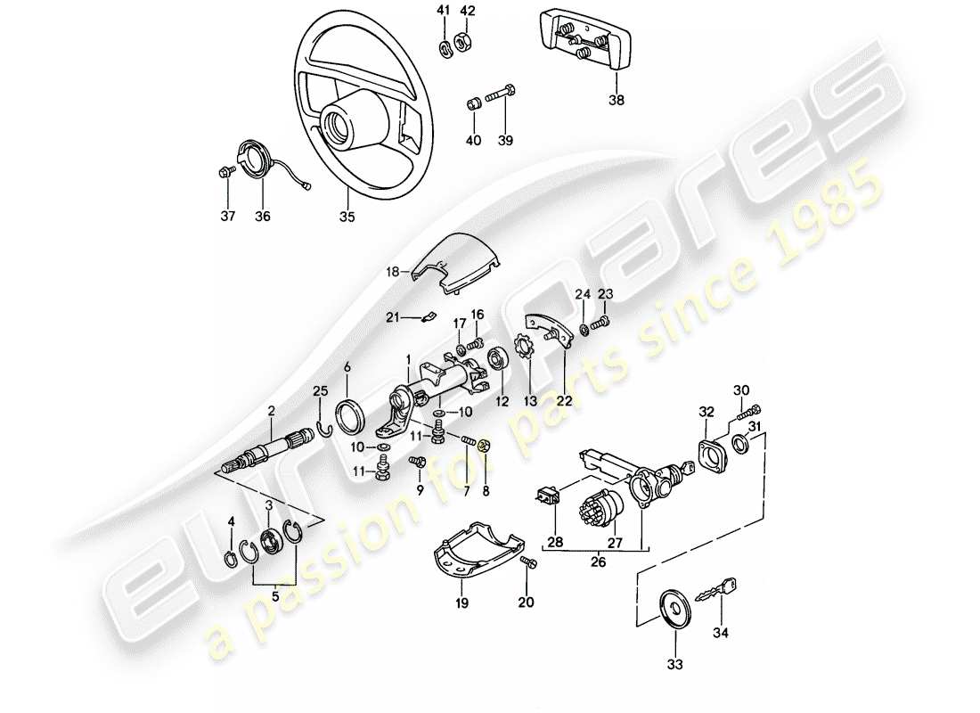 porsche 1987 (911) lenkungsteile teilediagramm