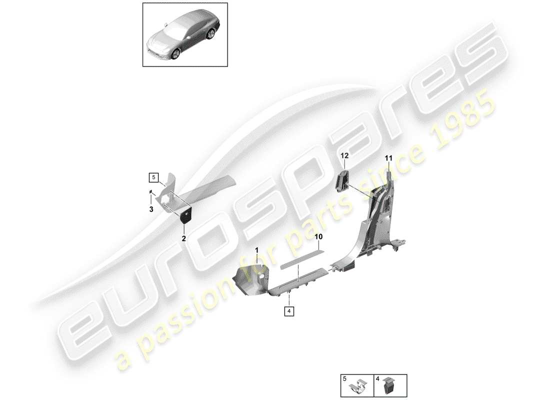 porsche 2020 (panamera 971-1) einstiegsverkleidung ersatzteildiagramm