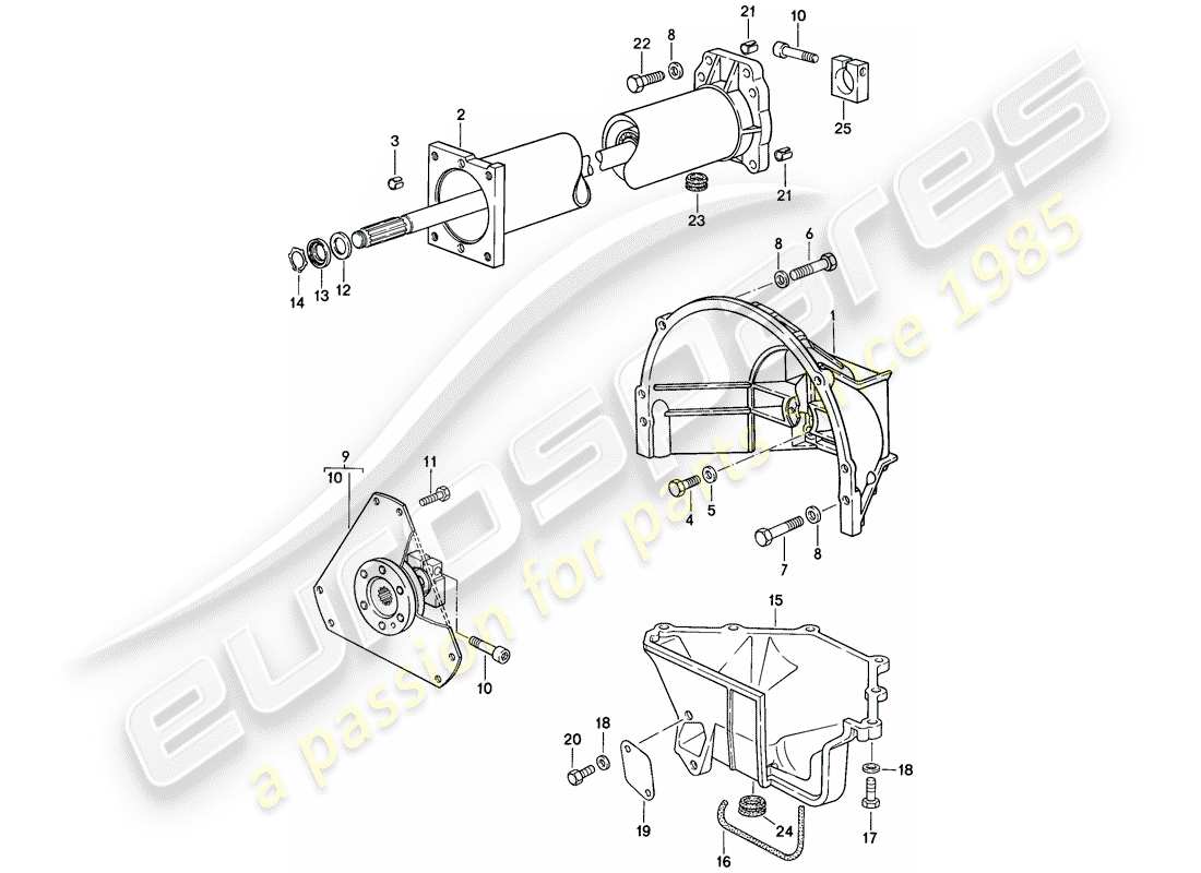 porsche 1986 (928) automatikgetriebe - zentralrohr ersatzteildiagramm