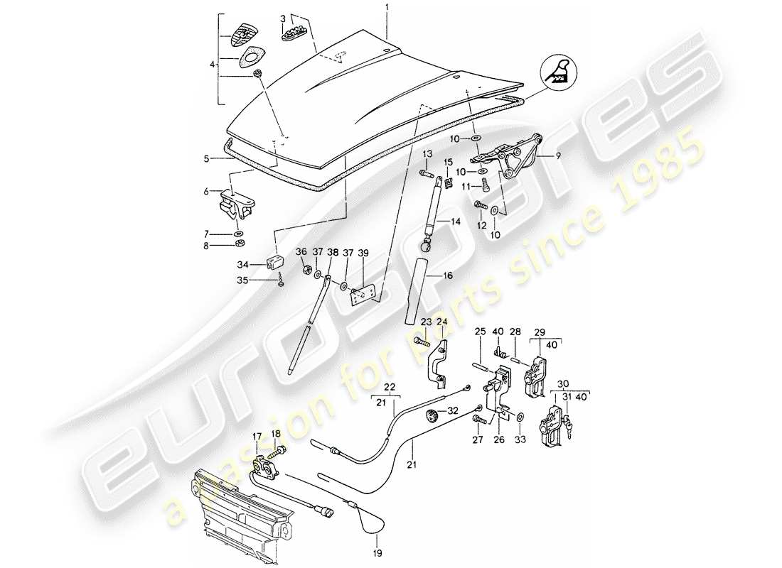 porsche 1998 (993) cover-ersatzteildiagramm