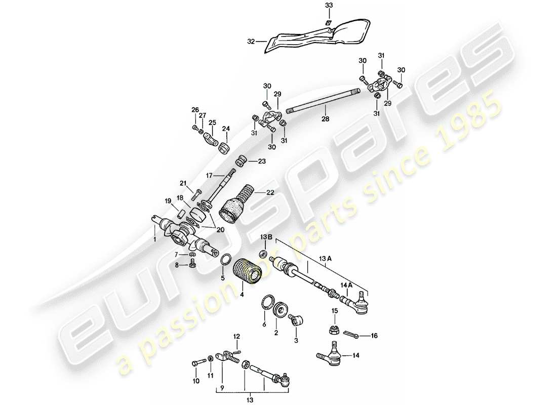 porsche 1982 (911) lenkung - zubehör ersatzteildiagramm