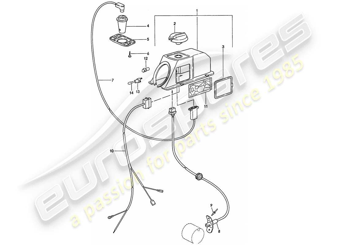 porsche 1975 (911) steuermechanismus - für - heizung ersatzteildiagramm
