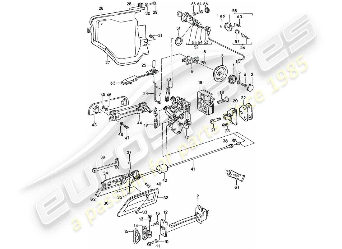 porsche 1992 (928) installationsteile - für - tür ersatzteildiagramm