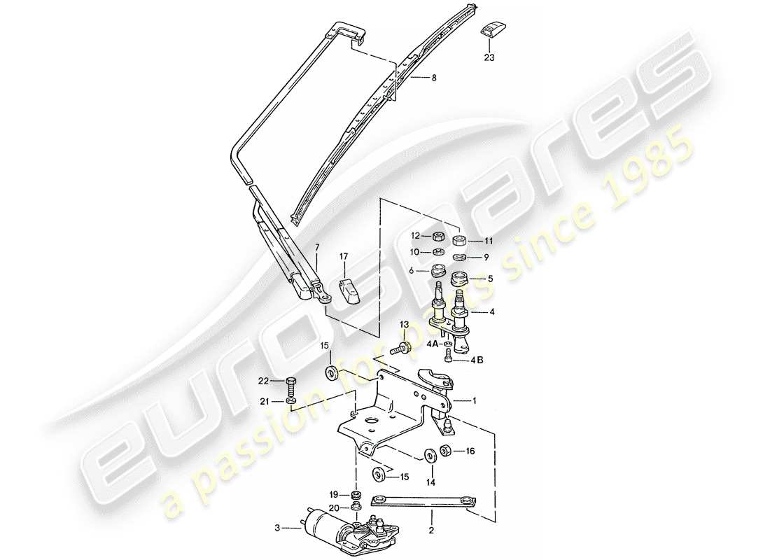 porsche 1987 (928) heckscheibenwischer teilediagramm
