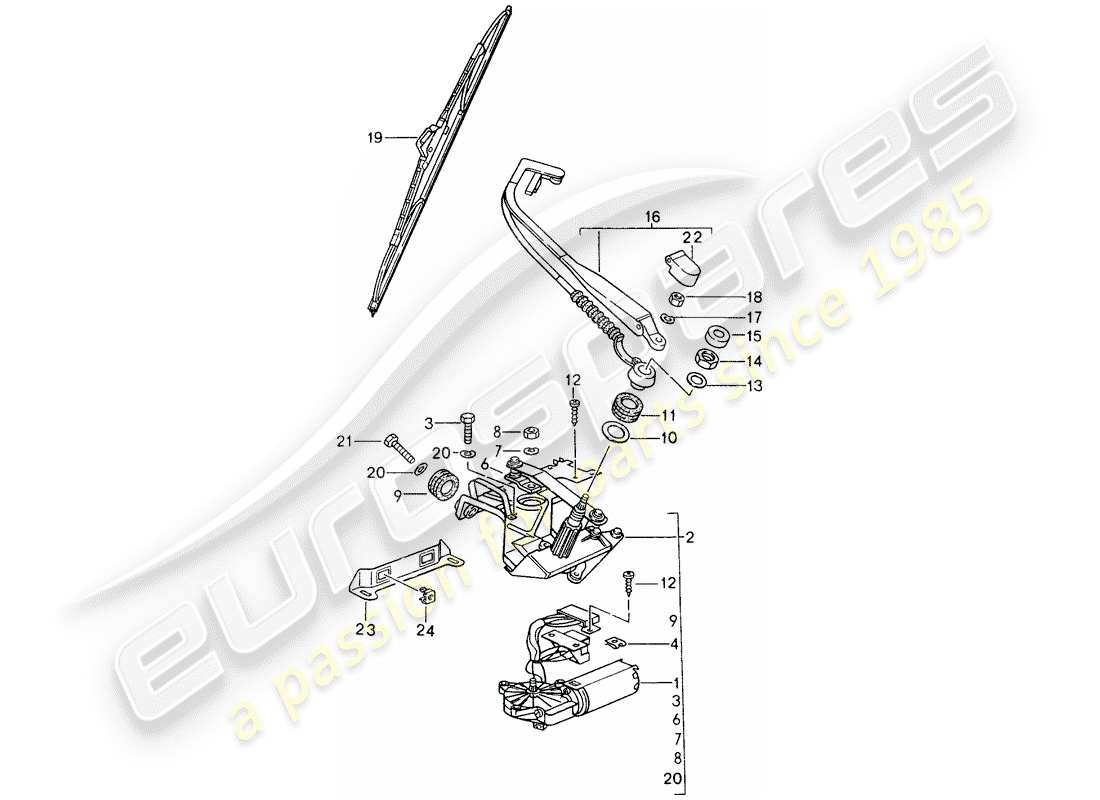porsche 1994 (993) heckscheibenwischer teilediagramm