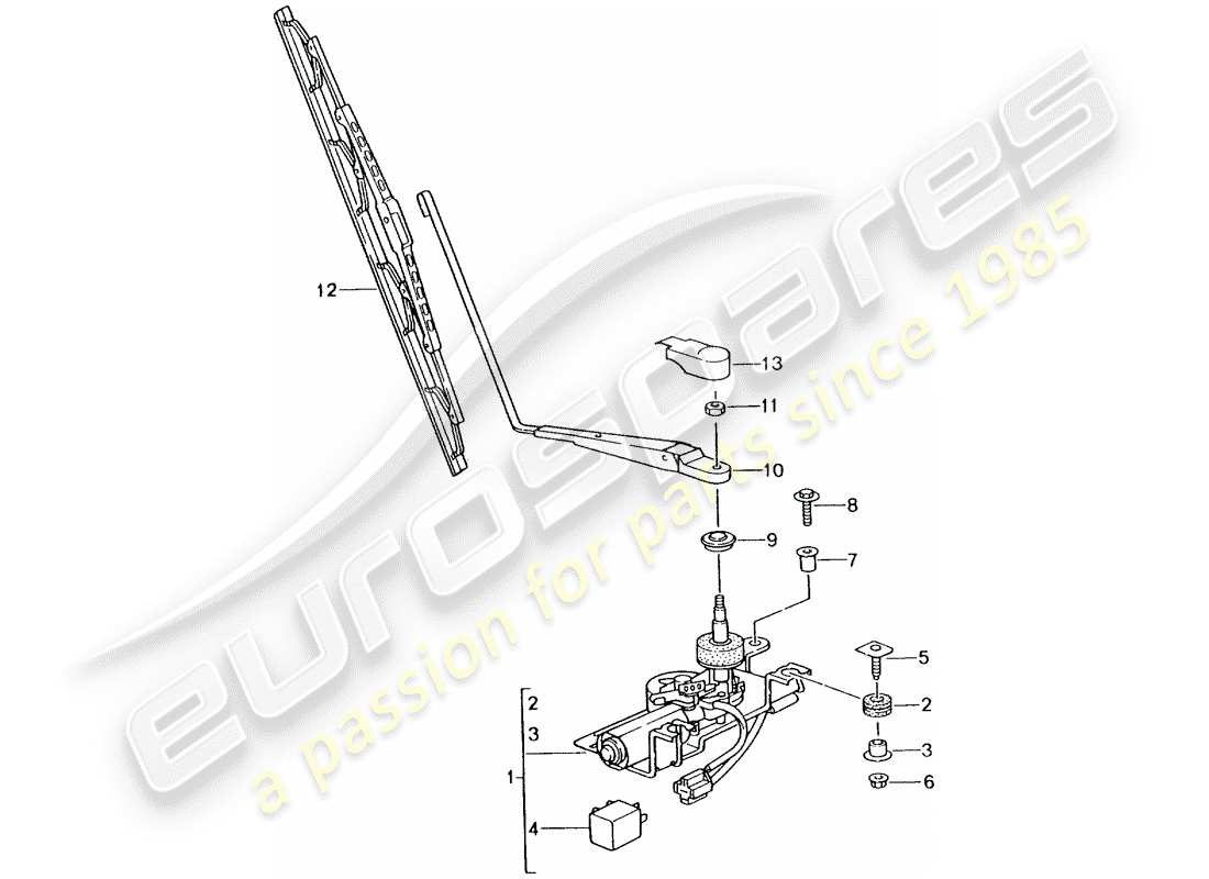 porsche 2005 (996 turbo / gt2) heckscheibenwischer teilediagramm