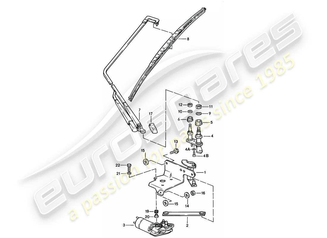 porsche 1983 (928) heckscheibenwischer teilediagramm