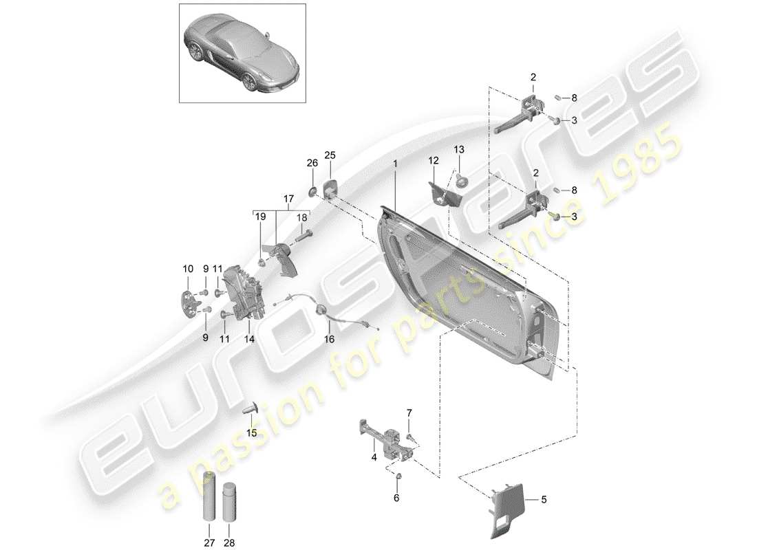 porsche 2015 (981 boxster) türschale teilediagramm