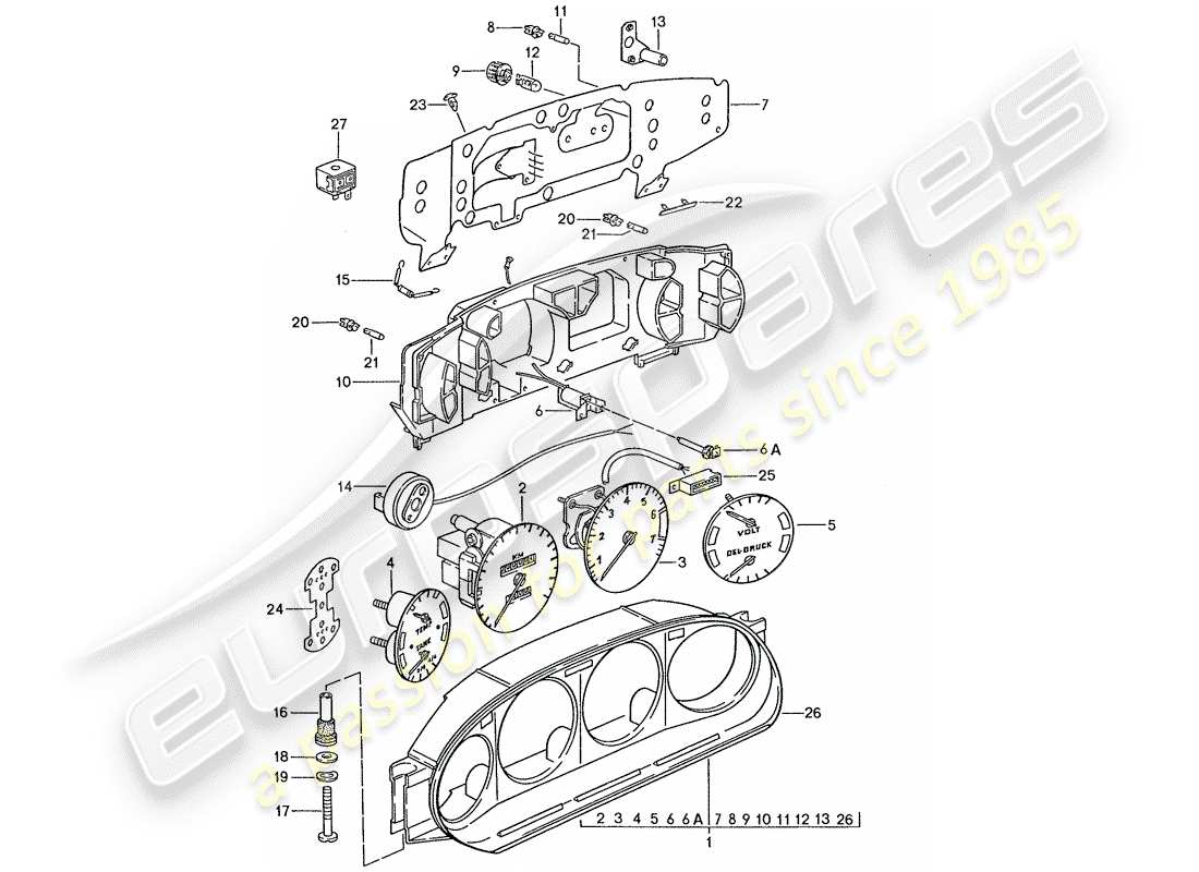 porsche 1987 (928) instrumentenkombi - d >> - mj 1988 ersatzteildiagramm