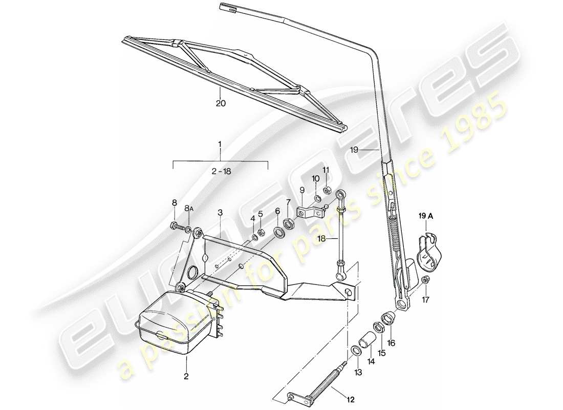porsche 1984 (911) heckscheibenwischer teilediagramm