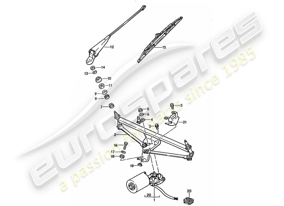 porsche 1994 (928) scheibenwischersystem - ersatzteildiagramm