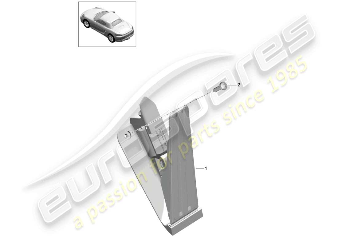 porsche 2019 (718 boxster) brems- und gashebel, mechanische drosselklappensteuerung, teilediagramm