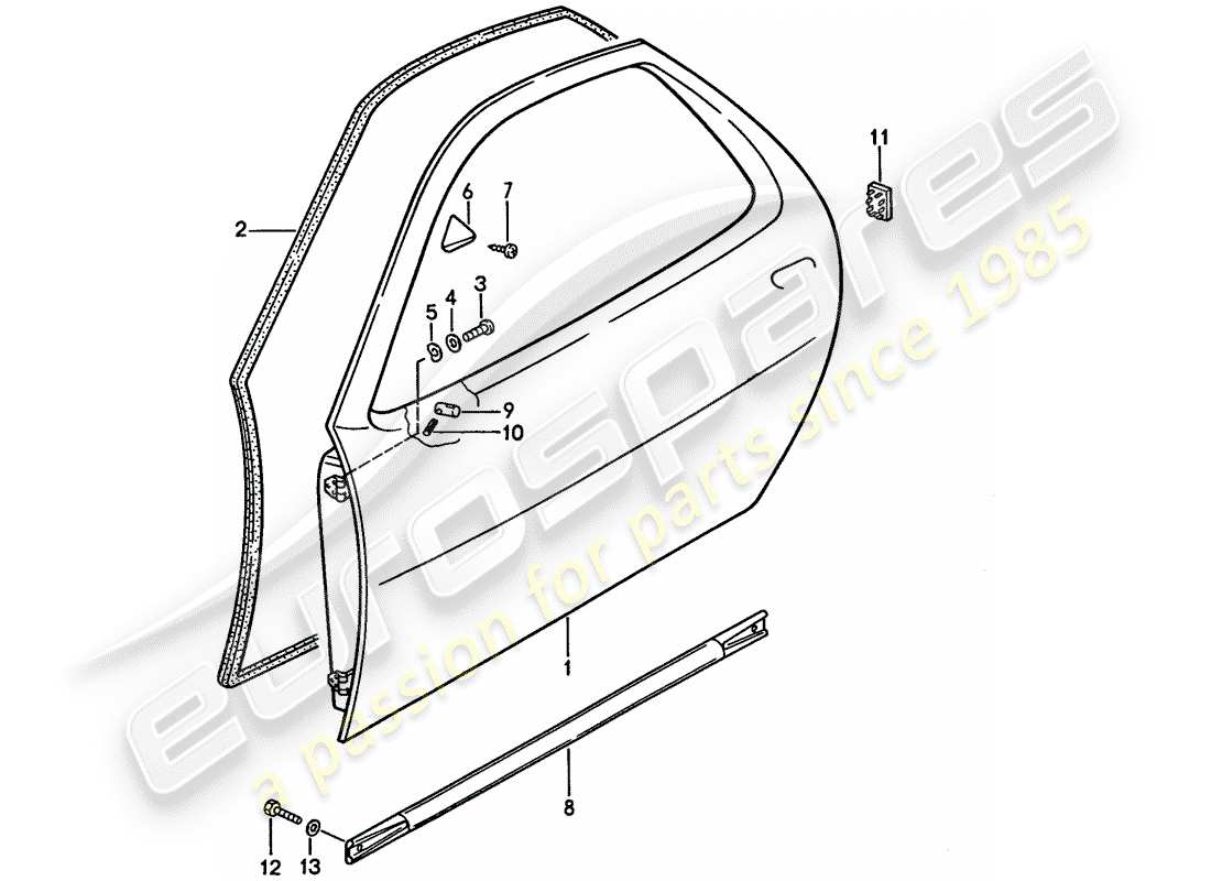 porsche 1995 (928) türschale teilediagramm