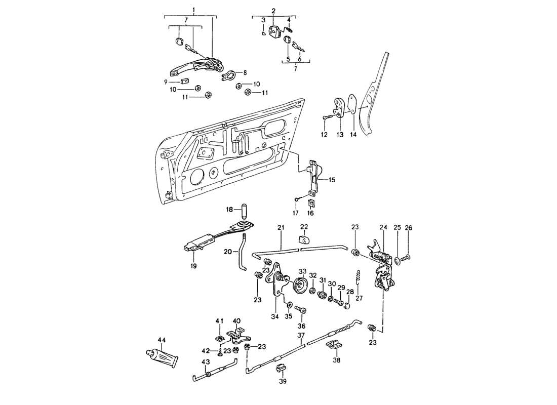 porsche 1994 (964) türverriegelung teilediagramm