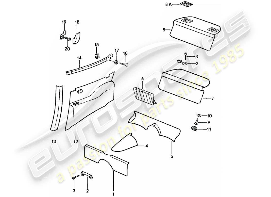porsche 1982 (911) innenausstattung teilediagramm