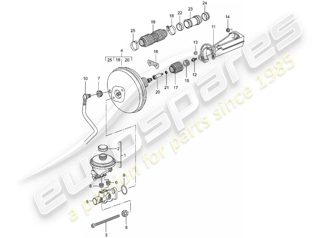 porsche 2003 (996 gt3) hauptbremszylinder - bremskraftverstärker - kupplungspumpe ersatzteildiagramm