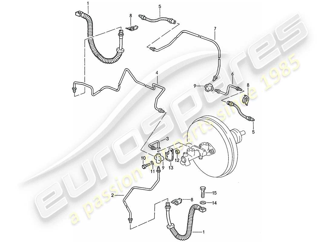 porsche 1988 (928) bremsleitungen ersatzteildiagramm