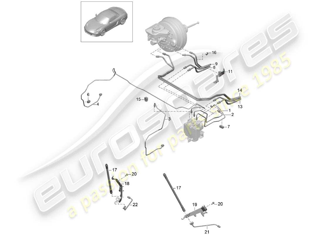 porsche 2012 (981 boxster) bremsleitungen ersatzteildiagramm
