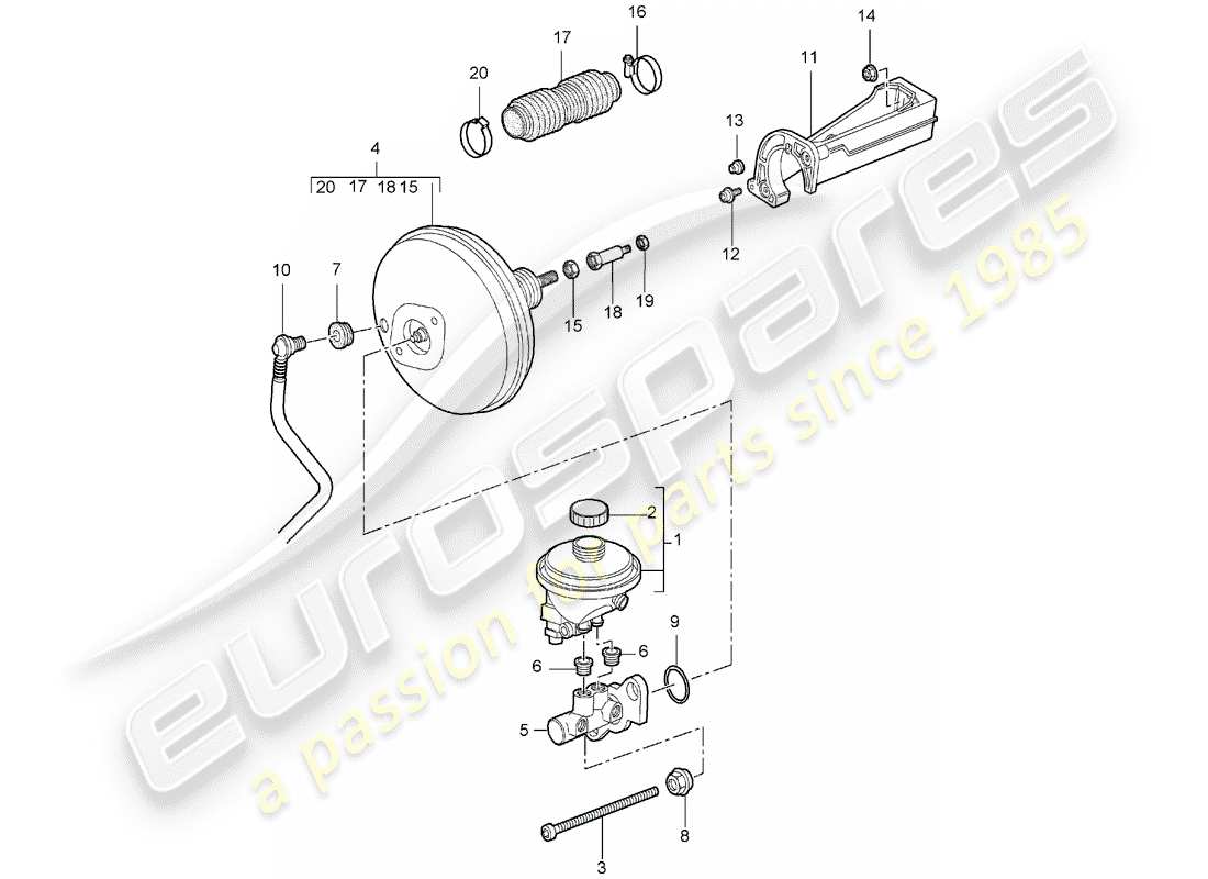 porsche 2008 (987 boxster) bremszylinder ersatzteildiagramm
