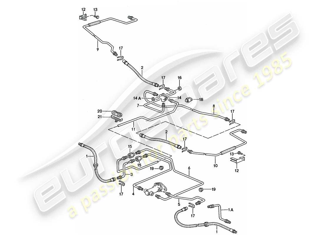 porsche 1990 (944) bremsleitungen ersatzteildiagramm