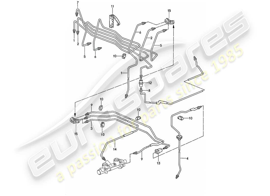 porsche 1988 (944) bremsleitungen - -abs- ersatzteildiagramm