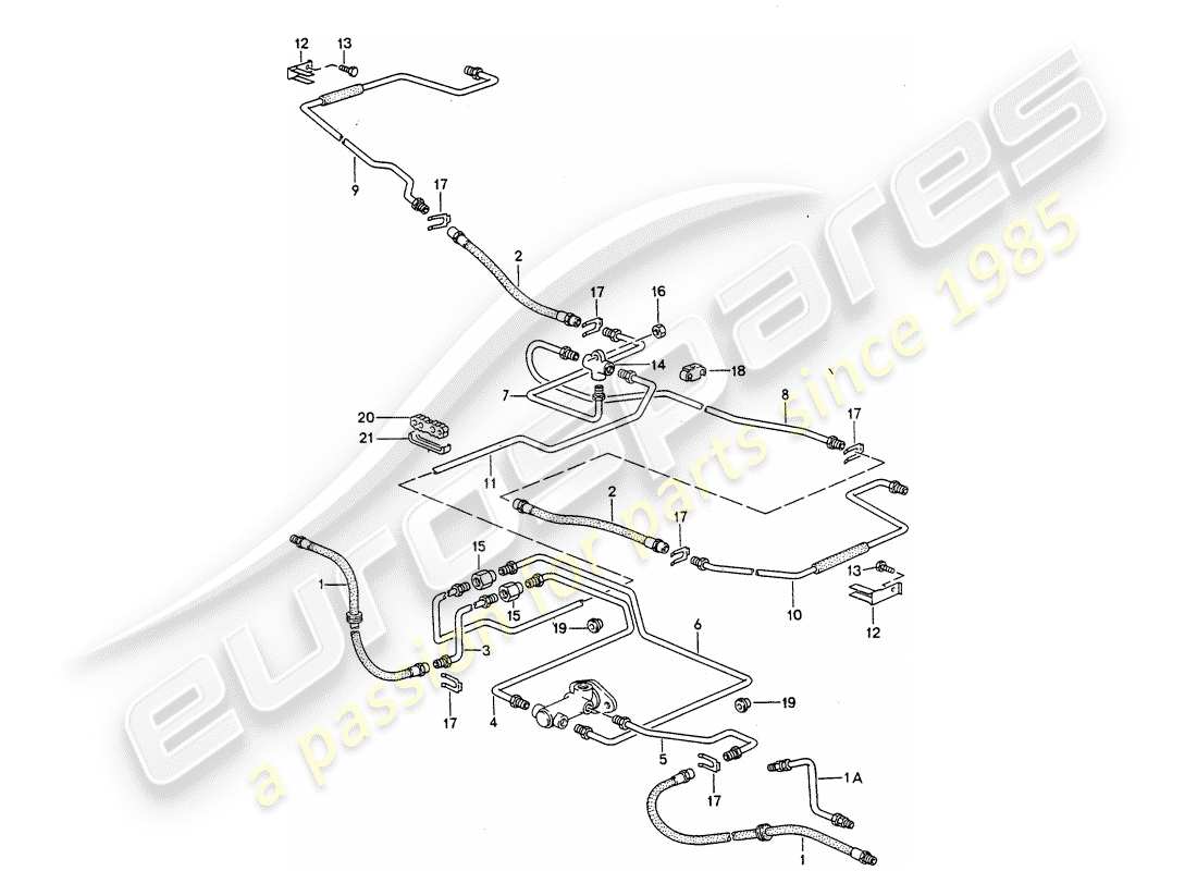 porsche 1988 (944) bremsleitungen ersatzteildiagramm