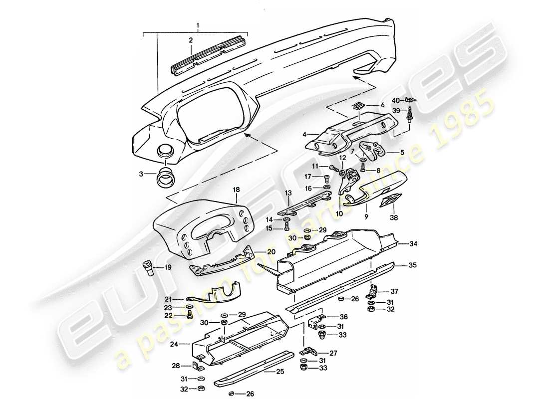 porsche 1987 (928) armaturenbrettverkleidung - d >> - mj 1989 ersatzteildiagramm