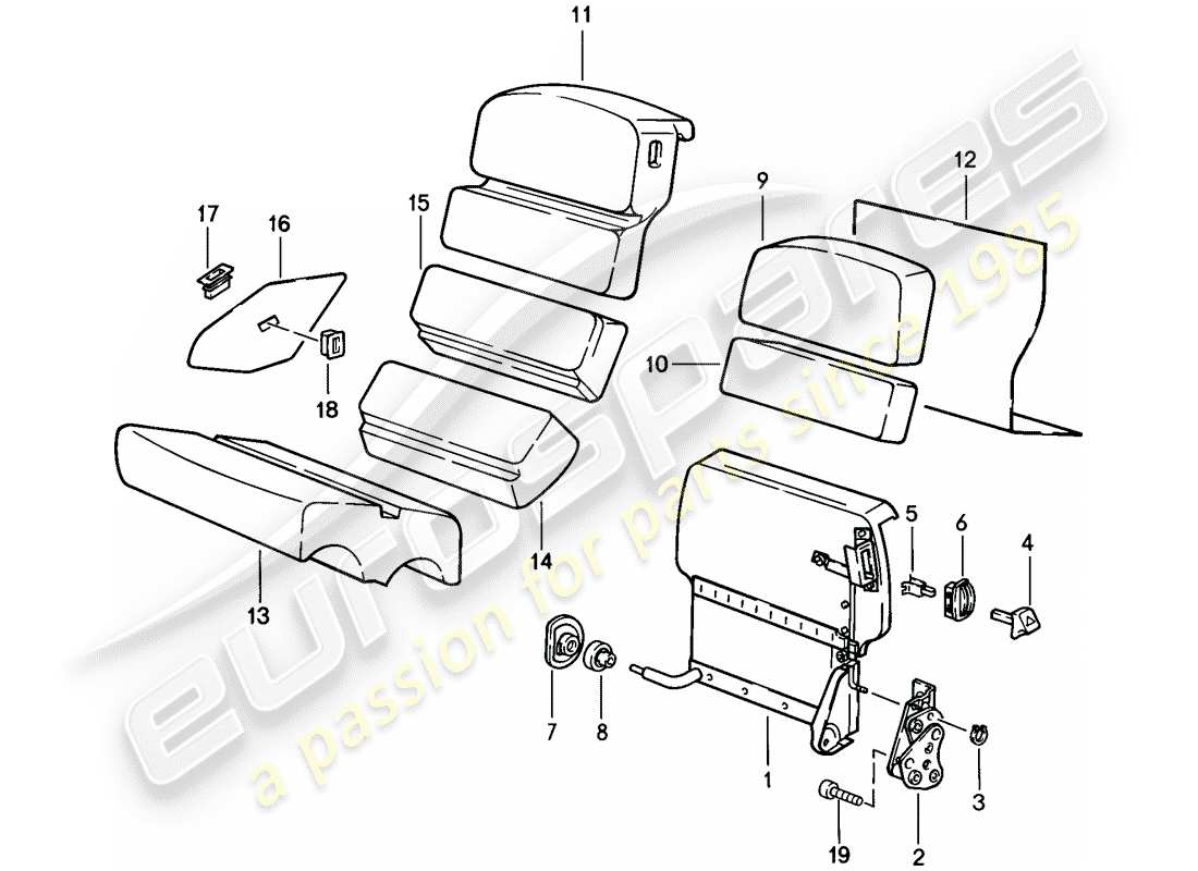 porsche 1986 (928) notsitz ersatzteildiagramm