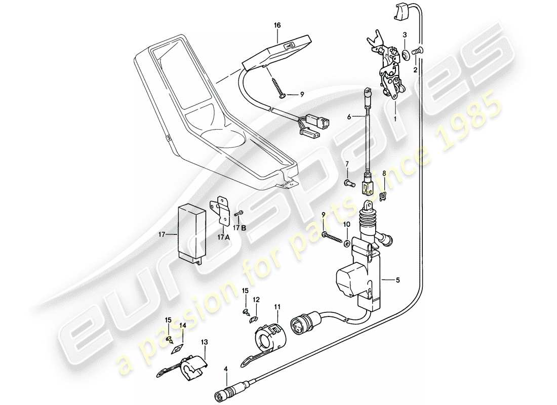 porsche 1986 (911) zentrale schließanlage teilediagramm