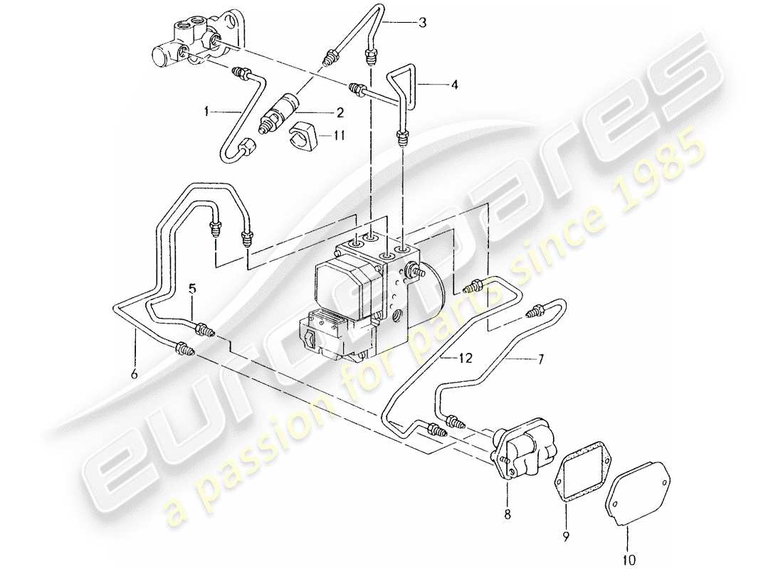 porsche 2001 (996) bremsleitung - vorderes ende ersatzteildiagramm