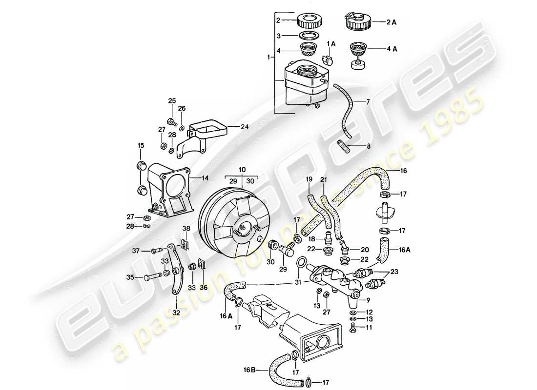 porsche 1982 (911) vorratsbehälter für - bremsflüssigkeit ersatzteildiagramm