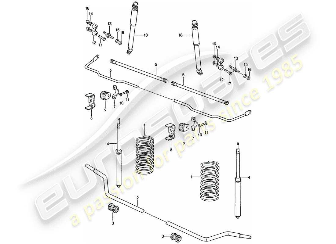 porsche 1984 (944) sportfahrwerk ersatzteildiagramm
